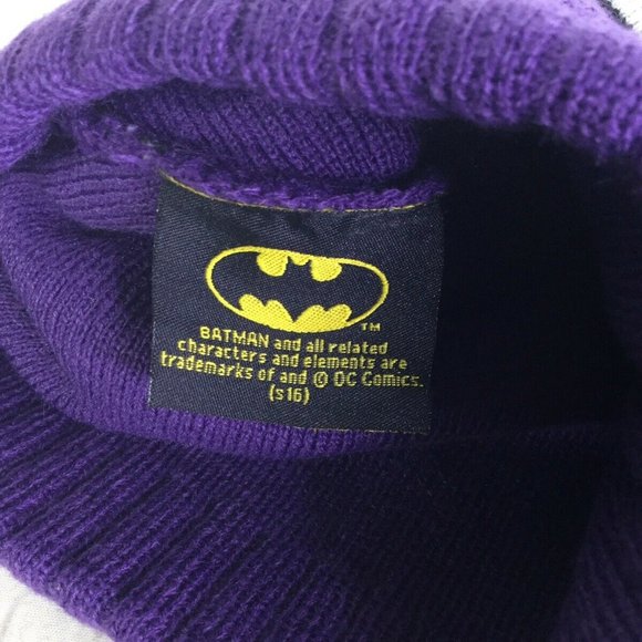 DC Comics The Joker Batman Logo Knit Beanie Hat - Picture 5 of 7